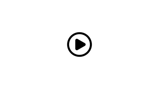 Play button icon animation on circle. video player icon triangle shape button icon animation with white background