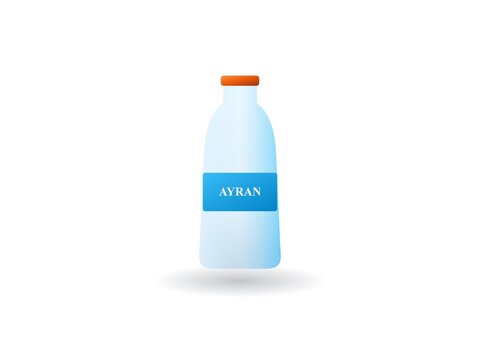A minimalist graphic illustration of a plastic bottle filled with ayran drink
