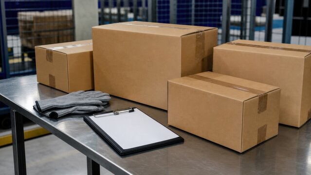 Plain international parcels arranged for customs inspection without documents visible, ideal for ecommerce logistics and product returns
