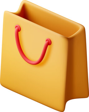 Yellow shopping bag with red handles