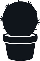 Fototapeta premium Minimalist Cactus in Pot Silhouette Icon