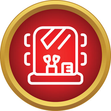 Dressing table icon featuring a mirror and various beauty products