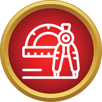 Geometry tools icon showing a compass and protractor used for drafting and education