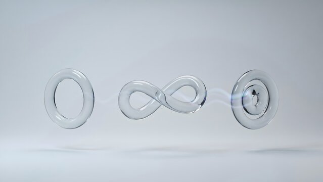 Geometric glass morphing from circle to spiral &ndash; Suitable for dynamic change, flexibility, or mathematical transformation.