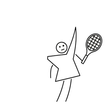 Stick figure playing tennis