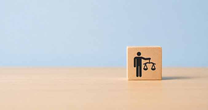 Business ethics concept. Business moral principles concept. Wooden cube blocks with "ETHICS" symbol on grey background and copy space. Banner for business integrity, good governance policy.