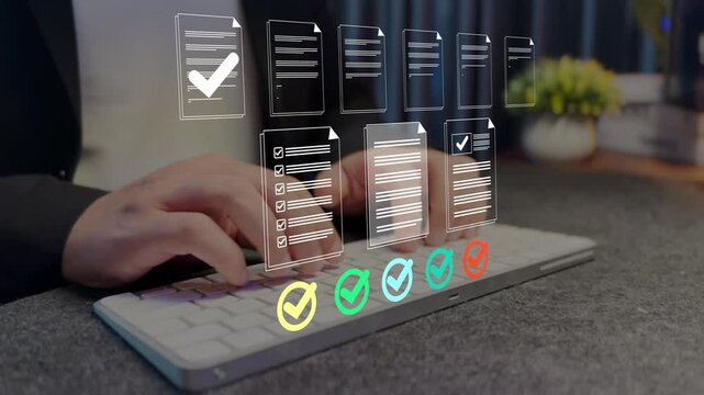 Businessman Managing Digital Documents with Automated Workflow and Approval System