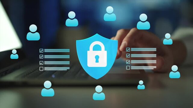 Data privacy protection concept.  Personal information security, user identity management, privacy compliance controls, secure data governance.