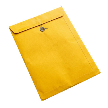 Yellow Kraft Paper Envelope with Button Closure.