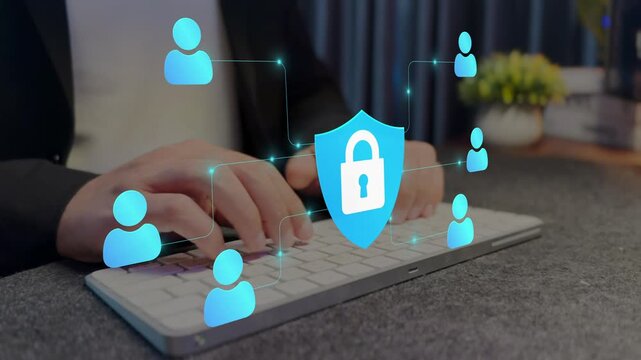 Data privacy protection concept.  Personal information security, user identity management, privacy compliance controls, secure data governance.