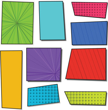 Set of colorful comic geometric shapes in vibrant colors