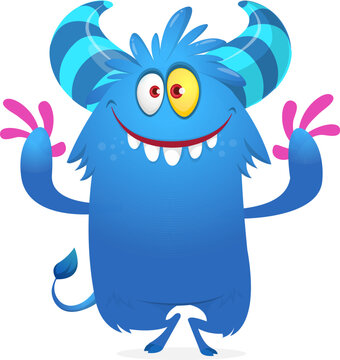 Cartoon cute Halloween monster creature for party decoration design