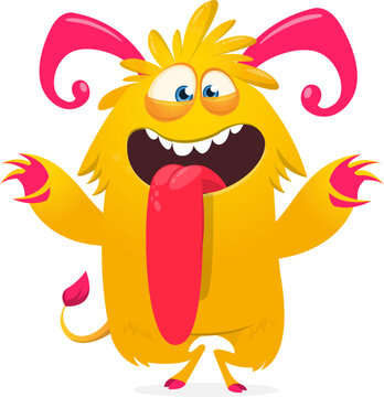 Cartoon cute Halloween monster creature for party decoration design