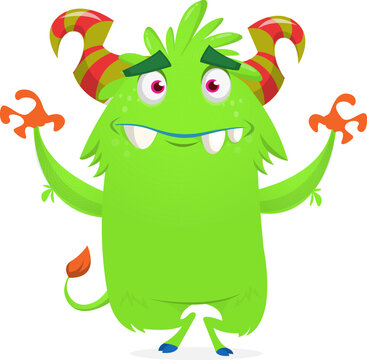 Cartoon cute Halloween monster creature for party decoration design