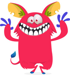 Obraz premium Halloween party cartoon monster with funny face expression vector 