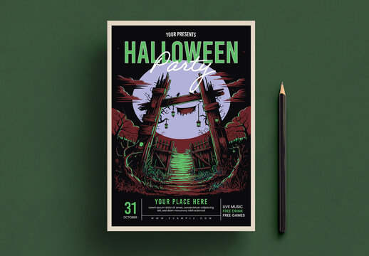 Retro Halloween Party Flyer Layout