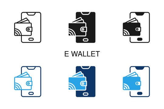 E Wallet Icon Multi Style Solid Vector Illustration