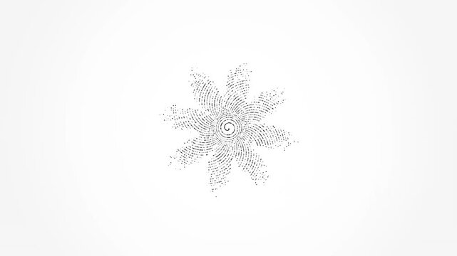 Gray snowflake particle pattern on white background, representing winter, holiday season, and delicate motion graphic overlay.