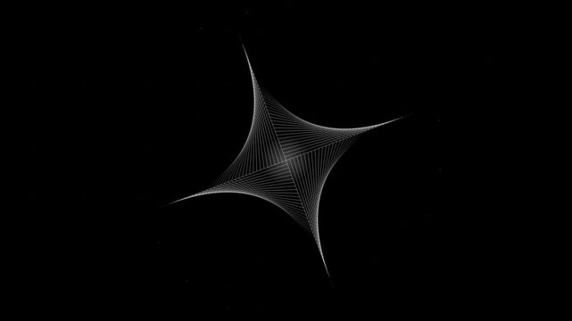 White glowing four point star shape on black background, representing sparkle, magic, achievement, and minimal motion graphic overlay.