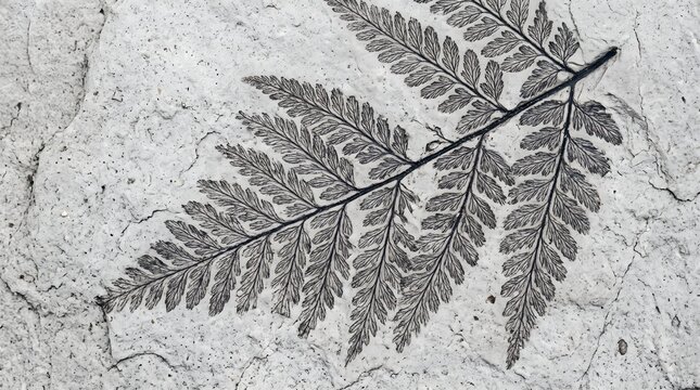 Fossil fern leaf imprint light grey stone texture