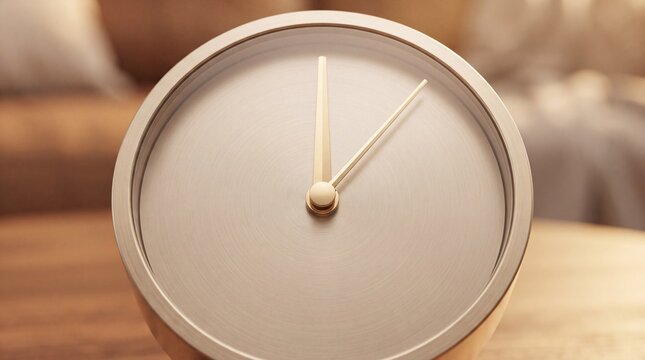 A minimalist round wall clock with a silver frame and hands, showing the time, placed on a ad social media download thambnail poster web template event festival 2026 2027 2028