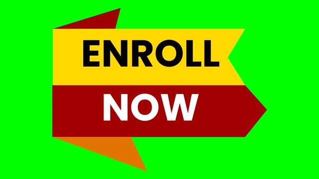 Enroll now animated button on green screen for e-learning and marketing call to action animation