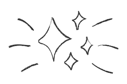 Hand drawn doodle sparkle with textured sketch lines. Shining star twinkle icon decorative highlight element in rough handmade style. Great for branding, social media, beauty design, product packaging