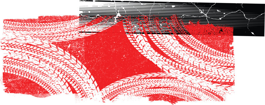Dynamic racing background with distressed lines and asphalt texture,perfect for speed-themed creative project.Grunge racing banner with checkered pattern and tire tracks, useful for motorsport posters