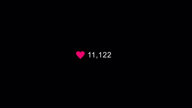 Animated 20k likes on transparent background in 4K,Social media followers counting notification icon animation with alpha channel , Incoming followers counting notification animation