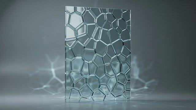 Translucent glass panel with cellular geometry &ndash; Great for optical materials, modern texture design, or interior design.