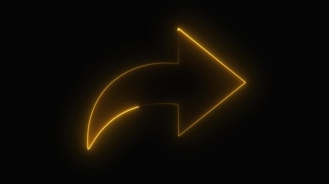 Glowing neon share icon on the black background. share arrow icon 4k animation. share glowing neon line color arrow.....