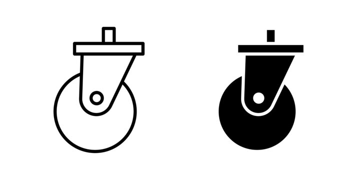 Cart Trolley Wheel Icon represents shopping cart movement, retail equipment, replacement wheels, and smooth mobility for stores, warehouses, and commercial spaces.
