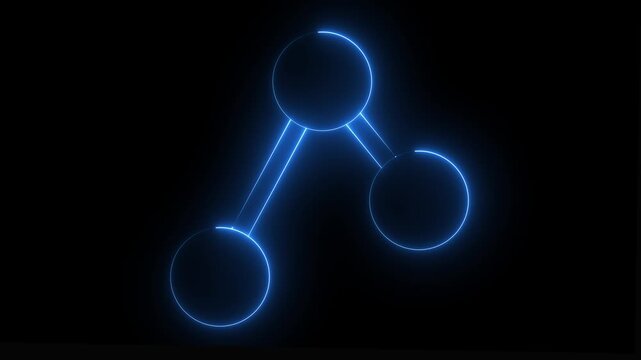 Looped blue animation of circles and triangles HUD element on black background.