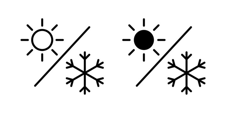 Hot and Cold Icon represents temperature contrast, heating and cooling, and thermal control for appliances, weather, and environmental concepts with editable vector illustration.
