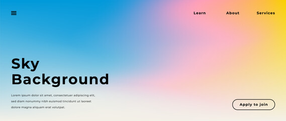 Fototapeta premium Soft sky gradient background with blue, pink and yellow pastel tones, airy light diffusion and atmospheric glow. Calm backdrop for websites banners and presentations