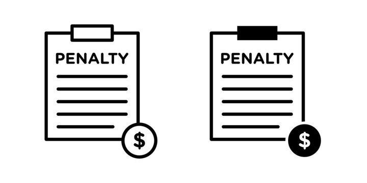 Penalty Icon represents punishment, fines, violations, consequences, and enforcement for legal, sports, financial, or regulatory concepts with editable vector illustration.