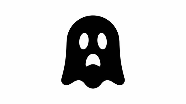 Black silhouette icon of a ghost on a white background
