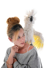 White cockatoo and woman © cynoclub