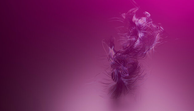 Abstract digital art of purple swirling flowing strands on gradient