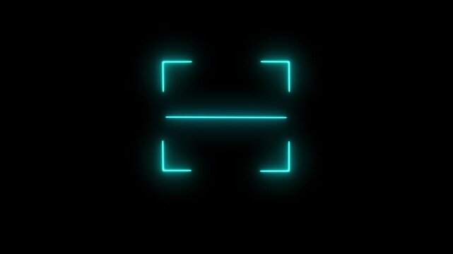 Barcode scanner QR code Neon shine Icon animation isolated on black background, 4k motion graphic.