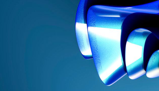 Blue abstract 3d shape with smooth curved surfaces