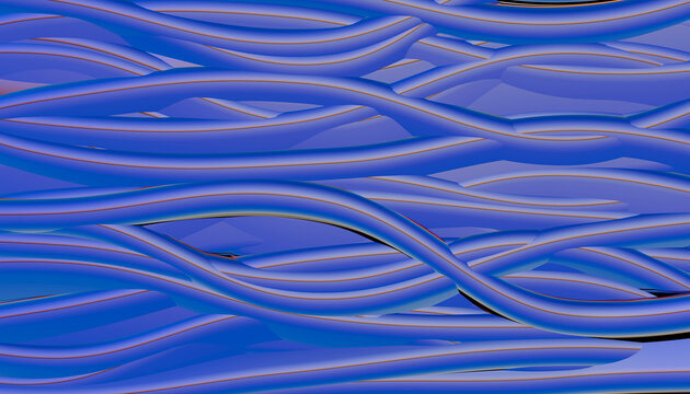 Interwoven blue tubular shapes forming fluid abstract curves
