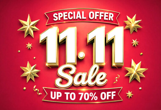 Bright and festive special offer sale banner with golden stars and bold numbers for discounts