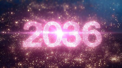 Naklejka premium Shiny Golden New Year 2036 Glittering Typography Backdrop Or Greeting Card For Holiday Celebration