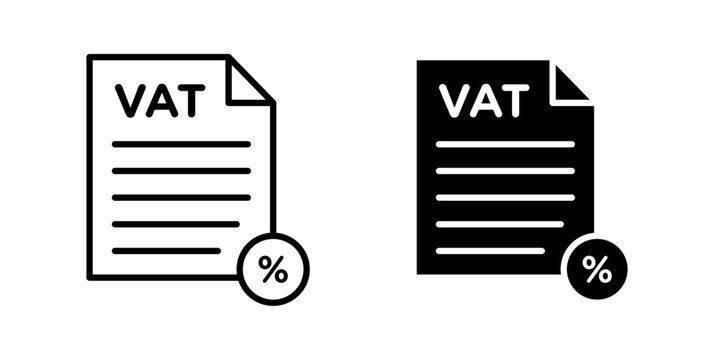 Value Added Tax VAT Icon represents consumption tax applied to goods and services, commonly used for billing, accounting, invoices, business transactions, and financial records.