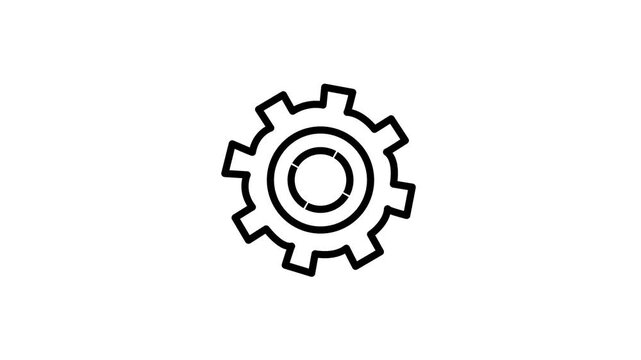Minimalist gray gear with jagged edges, centered on a clean white backdrop WITH 4K VIDEO 