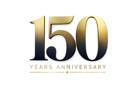 Elegant golden one hundred fifty years anniversary celebration typography design for special occasions