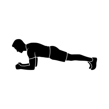 Plank exercise silhouette vector illustration, Plank exercise silhouette illustration