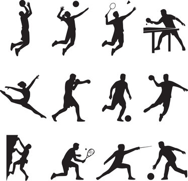 Dynamic Indoor Sports Action Silhouettes in Motion