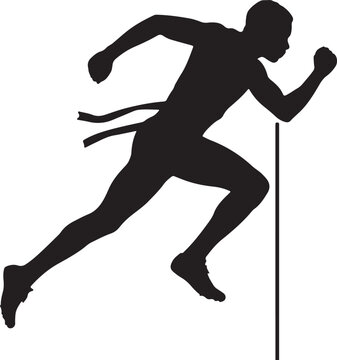 Sprinter Crossing Finish Line in a Competitive Track Race